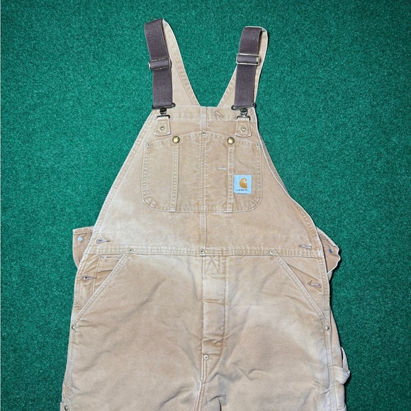 Carhartt Quilt Lined Duck Bib 90s Vintage Insulated Overalls 38x28 - Picture 2 of 9